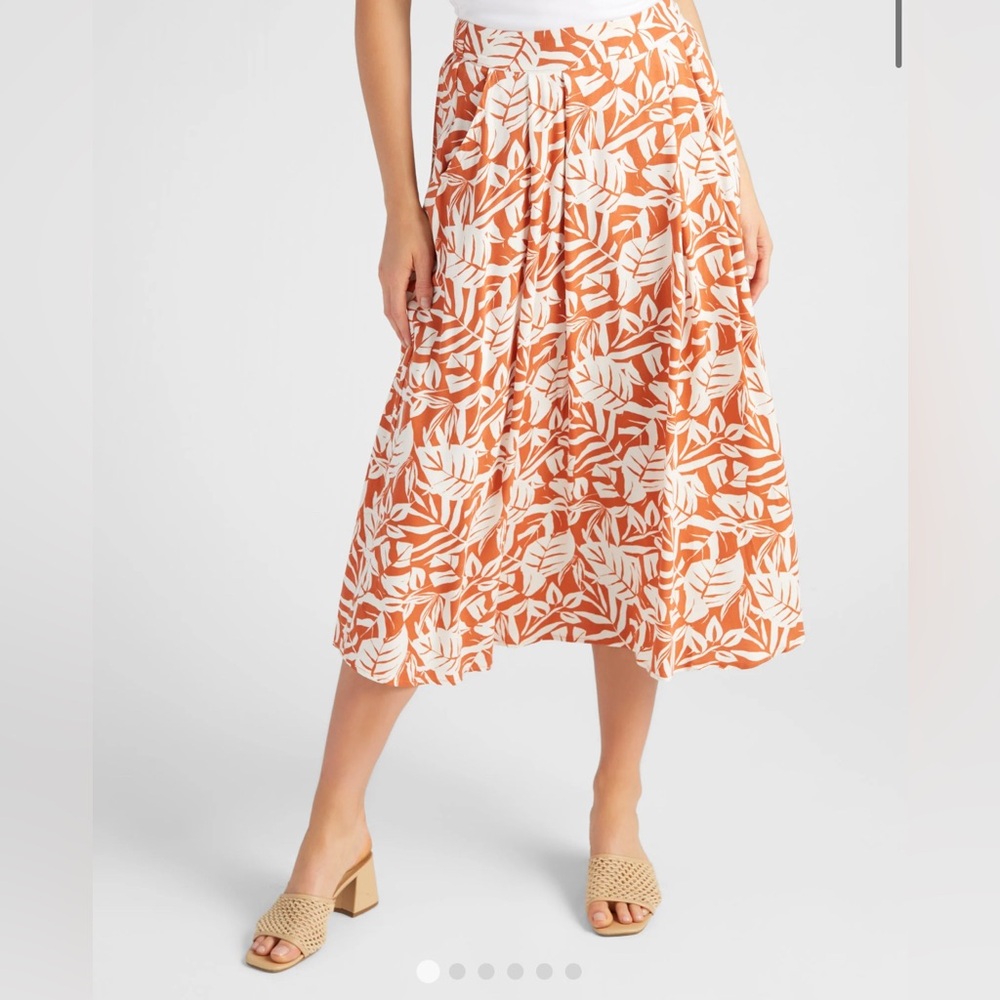 Be Cool Floral Print Midi Skirt Orange size M